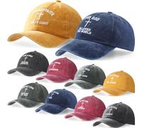 Zoooyawn 10 Pcs Jesus Christian Gifts Halloween Religious Hats Bulk Cross Baseball Caps for Men Women Church, Vintage Colors, One Size
