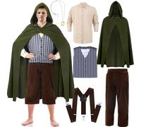 Zoooyawn 6 Pcs Halloween Costume Set Men, Blue,white, S