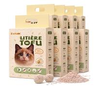 ZOOPARK Tofu Ultra Clumping Cat Litter - 19.2 kg (8 Bags / 2 Cartons) - Very Low Dust, Odour Neutralises (Milky Fragrance), Ultra-Absorbent, Natural Plant, Disposable to the Toilet