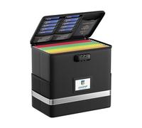 ZOOPIP Fireproof File Box with Lock, Document Box Storage Organizer, Suitable for Hanging File Folders in Letter Size, Collapsible File Box, Reflective Strip for Fast Find (12.2"*6"*10.2, Black)