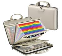 ZOOPIP Fireproof File Organizer,Fireproof Document Box with Lock,Large 13 Pocket Expanding File Folder,Hard-Shell Portable Safe Storage for Letter/Legal Document,Laptop,Valuables-Beige