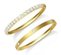 ZOOROO 2-Pack 14K Gold Plated Stacking Rings for Oura Ring 5/Gen 4/4 Ceramic/Gen 3, RingConn Gen 3/Gen 2 Air/Samsung Galaxy Ring/Ultrahuman, Cubic Zirconia Simulated Diamond Stack Rings for Women