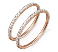 ZOOROO 2-Pack 14K Gold Plated Stacking Rings for Oura Ring Gen 4/4 Ceramic, Oura Ring Gen 3 Horizon/Heritage, Cubic Zirconia Simulated Diamond Oura Stack Rings for Women