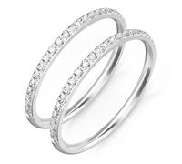 ZOOROO 2-Pack 14K Gold Plated Stacking Rings for Oura Ring Gen 4/4 Ceramic, Oura Ring Gen 3 Horizon/Heritage, Cubic Zirconia Simulated Diamond Oura Stack Rings for Women