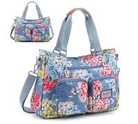 zootop Womens Handbag Top Handle Bag Multi Pockets Crossbody Shoulder Bag with Detachable Shoulder Strap Waterproof Messenger Bag Large Tote Bag for Casual Work Shopping Travel (Flower), Blue