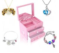 ZOOWING Girls Musical Jewelry Box Toys Gifts with Full Size Mirror and Unicorn Jewelry Set (A-Princess1)