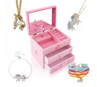 ZOOWING Kids Musical Wooden Jewelry Storage Box Gifts with Unicorn/Princess Ballerina Jewelry Sets-Unicorn4
