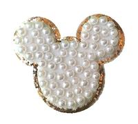 ZOOX Ivory Pearl & White Letter Varsity Initial Patches, 3M Adhesive Sticker Iron On, 2.25" Height (Mickey Small)