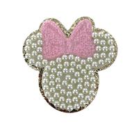 ZOOX Ivory Pearl & White Letter Varsity Initial Patches, 3M Adhesive Sticker Iron On, 3.5" Height (Minnie)