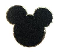 ZOOX Mickey & Friends Sticker Patches 3M Adhesive, Classic Chennile w/Gold Glitters (Mickey Black)