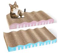 ZooZoo 2-Pack Curved Corrugated Cat Scratchers, Cat Scratching Board Set, Cat Scratching Post