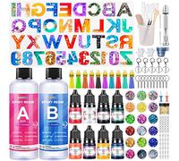 ZOPALY Epoxy Resin Kit for Beginners, 192 Pcs Letter Number Resin Moulds, 400ml Clear Resin, Accessories for Custom Keychains