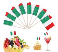 Zopeal 100 Pcs Italian Flag Toothpicks Italy Flags Cocktail Sticks Double Sided Print Assorted Food Flags Paper Flag Sticks Fruit Food Picks Cake Topper Sticks for Party Decoration Sport Games