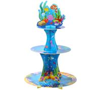Zopeal 3 Tier Shark Party Cupcake Stand Decorations Under the Sea Theme Cupcake Holder Ocean Animal Dessert Tower for Kids Ocean Theme Party Baby Shower Fishing Birthday Favor(Under the Sea)