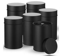 Zopeal 6 Pack Metal Tea Tin Canisters, Loose Leaf Tea Storage, Black