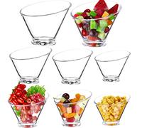 Zopeal 8 Pcs Plastic Clear Serving Bowls Angled Candy Buffet Containers Set Candy Bowels for Salad Bar Party Dish Popcorn Ice Soup Snack Pasta Chips Fruit Prep, 14 oz 19 oz 24 oz 61 Oz, 4 Sizes