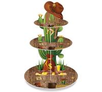 Zopeal Western Cowboy Cactus Cupcake Stand Mexican Party Decoration Western Theme Cupcake Holder Cowboy Cake Holder Cowboy Birthday Dessert Stand for Mexican Baby Shower Birthday Bachelor Party