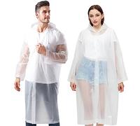 Zophen Reusable Adults Rain Ponchos, 2 Pcs EVA Portable Raincoats for Women Men with Hood for Disney Outdoor (2Pcs-White)
