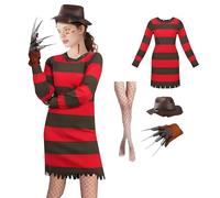 Zophlly Halloween Freddy Costume Women Dress (Red, X-Large)