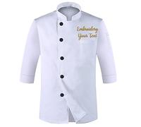 Zopmopae Personalised Chef Jacket Coat Short Sleeve/Long Sleeve Catering Shirt Custom Hotel Kitchen Restaurant Work Uniform Bakery Cooker Food Service Chef Jacket for Men and Women