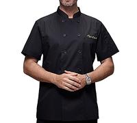 Zopmopae Personalised Chef Jacket Coat Short Sleeve/Long Sleeve Catering Shirt Custom Hotel Kitchen Restaurant Work Uniform Bakery Cooker Food Service Chef Jacket for Men and Women