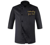 Zopmopae Personalised Chef Jacket Coat Short Sleeve/Long Sleeve Catering Shirt Custom Hotel Kitchen Restaurant Work Uniform Bakery Cooker Food Service Chef Jacket for Men and Women