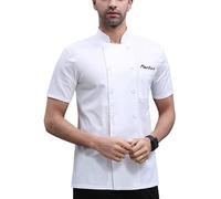 Zopmopae Personalised Chef Jacket Coat Short Sleeve/Long Sleeve Catering Shirt Custom Hotel Kitchen Restaurant Work Uniform Bakery Cooker Food Service Chef Jacket for Men and Women