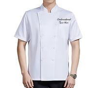 Zopmopae Personalised Chef Jacket Coat Short Sleeve/Long Sleeve Catering Shirt Custom Hotel Kitchen Restaurant Work Uniform Bakery Cooker Food Service Chef Jacket for Men and Women