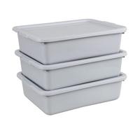 Zopnny 3 Pack Bus Tubs Commercial, 13 L Meat Tubs with Lids, Grey | Restaurant Dish Tub, Food Grade