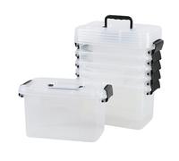 Zopnny 6-Pack 5 L Plastic Organizer Bin with Latching Handle, Clear Latch Storage Box with Lid