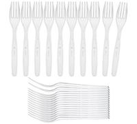 Zopper 100 x Premium Re-usable Plastic Forks Durable Heavy Duty Clear Plastic Cutlery Reusable Ideal for Weddings, Events, Parties, Dinning, Picnics, Office Use