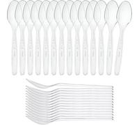 Zopper 100 x Premium Re-usable Plastic Spoons Durable Heavy Duty Clear Plastic Cutlery Reusable Ideal for Weddings, Events, Parties, Dinning, Picnics, Office Use