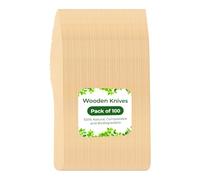 ZOPPER 100pcs Wooden Knives Heavy Duty | Serrated Disposable Cutlery for Meat & Veg | Strong Biodegradable Birchwood Table Knives for BBQ, Picnic & Wedding | Compostable Plastic Free Utensils