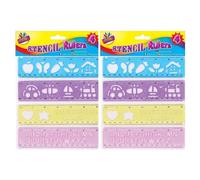 ZOPPER 2 x 4 Pcs Stencil Rulers Set, Alphabet, Number & Lettering Template Plastic Stencils Ruler Assorted Colour Set - Ideal for Painting, Drawing, DIY Art Project Decoration