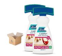 ZOPPER 2 x Carpet Stain Remover with Cleaning Brush 650ml - Works in 3 mins - Oxy-Powered Fast-Acting Deep Cleaner for Old Stains & Odours - Colour and Fabric Safe, Pet Friendly