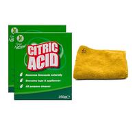 ZOPPER 2 x Citric Acid Powder 250g with Microfiber Cloth - Natural Descaler & Limescale Remover Cleaner for Kitchen & Bathroom Appliances