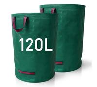 Zopper 2 x Garden Waste Bags Heavy Duty 120L with Plastic Hoop Reusable Polypropylene Sacks Waterproof Garden Rubbish Bags