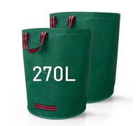 Zopper 2 x Garden Waste Bags Heavy Duty 270L with Plastic Hoop Reusable Polypropylene Sacks Waterproof Garden Rubbish Bags