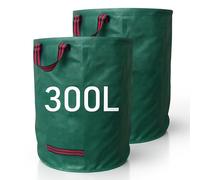 Zopper 2 x Garden Waste Bags Heavy Duty 300L with Plastic Hoop Reusable Polypropylene Sacks Waterproof Garden Rubbish Bags