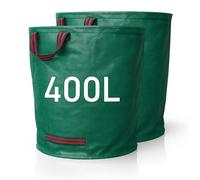 Zopper 2 x Garden Waste Bags Heavy Duty 400L with Plastic Hoop Reusable Polypropylene Sacks Waterproof Garden Rubbish Bags