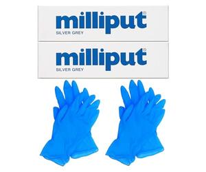 Zopper 2 x Milliput Silver Grey Epoxy Putty With Two Pair of Gloves Premium Quality Repair Solution For Modelmaking Sculpting Ceramic restoration Garden ornament restoration