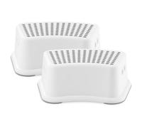 Zopper 2 x Sturdy Non-Slip Step Stool for Bathroom, White and Grey Toilet Step in for Kids, Multiuse Booster Step, Toddler Potty Training