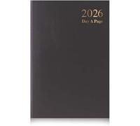 ZOPPER 2026 A4 Day A Page Diary - Premium Hardback Daily Planner with Full Pages for Saturday & Sunday, Ribbon Marker, Foiled Cover, Yearly Overview - Business Office Desk Diary Black