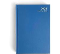 ZOPPER 2026 A4 Day to Page Diary Blue with Full Page for Saturday and Sunday Hardback Cover & Ribbon Marker, Year Planner for Business, Office, Home, Traveling, Organization