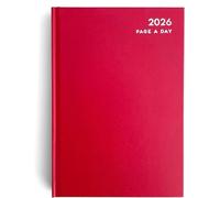 ZOPPER 2026 A4 Day to Page Diary Red with Full Page for Saturday and Sunday Hardback Cover & Ribbon Marker, Year Planner for Business, Office, Home, Traveling, Organization