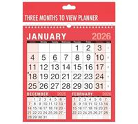 Zopper 2025 Three Month To View Calendar Spiral Bound Wall Planner for Home Business Office School 1 January 2025 to 31 December 2025