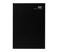 ZOPPER 2027 Diary - A4 Day a Page Black Hard-Backed Cover Planner with Full-Page Weekends & Ribbon Marker, Journal for Home, Business, Office & Personal Use