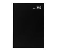 ZOPPER 2027 Diary - A4 Week to View Black Hard-Backed Cover Planner with Ribbon Marker, Weekly Appointment Journal for Home, Business, Office & Personal Use
