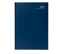ZOPPER 2027 Diary - A4 Week to View Navy Blue Hard-Backed Cover Planner with Ribbon Marker, Weekly Appointment Journal for Home, Business, Office & Personal Use