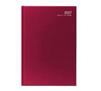 ZOPPER 2027 Diary - A4 Week to View Red Hard-Backed Cover Planner with Ribbon Marker, Weekly Appointment Journal for Home, Business, Office & Personal Use